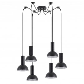 77-8555 SE21-BL-4-BL6-MS3 ADEPT TUBE Black Pendant Black Metal Shade