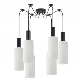 77-8562 SE21-BL-4-BL6-GL3 ADEPT TUBE Black Pendant White Glass
