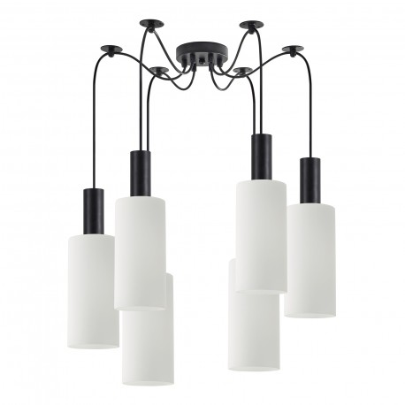 77-8562 SE21-BL-4-BL6-GL3 ADEPT TUBE Black Pendant White Glass