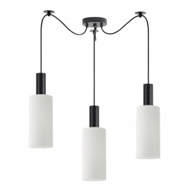 77-8563 SE21-BL-4-BL3-GL3 ADEPT TUBE Black Pendant White Glass