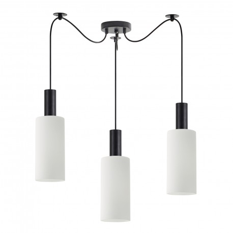 77-8563 SE21-BL-4-BL3-GL3 ADEPT TUBE Black Pendant White Glass