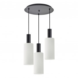 77-8565 SE21-BL-4-3BL-GL3 ADEPT TUBE Black Pendant White Glass