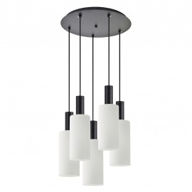 77-8566 SE21-BL-4-5BL-GL3 ADEPT TUBE Black Pendant White Glass