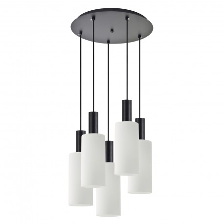 77-8566 SE21-BL-4-5BL-GL3 ADEPT TUBE Black Pendant White Glass