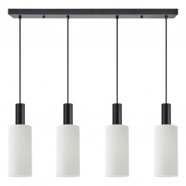 77-8567 SE21-BL-4-4BL-GL3 ADEPT TUBE Black Pendant White Glass