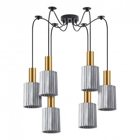 77-8575 SE21-GM-4-BL6-GL1 ADEPT TUBE Gold Matt Pendant Smoked Glass