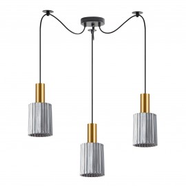 77-8576 SE21-GM-4-BL3-GL1 ADEPT TUBE Gold Matt Pendant Smoked Glass