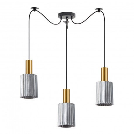 77-8576 SE21-GM-4-BL3-GL1 ADEPT TUBE Gold Matt Pendant Smoked Glass
