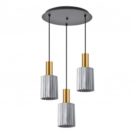 77-8578 SE21-GM-4-3BL-GL1 ADEPT TUBE Gold Matt Pendant Smoked Glass