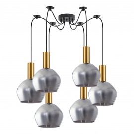 77-8582 SE21-GM-4-BL6-GL2 ADEPT TUBE Gold Matt Pendant Smoked Glass