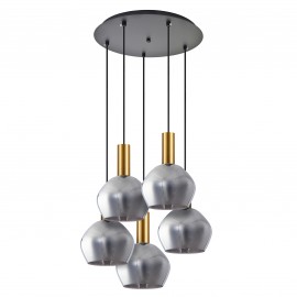 77-8586 SE21-GM-4-5BL-GL2 ADEPT TUBE Gold Matt Pendant Smoked Glass