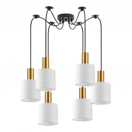 77-8597 SE21-GM-4-BL6-SH1 ADEPT TUBE Gold Matt Pendant White Fabric Shade