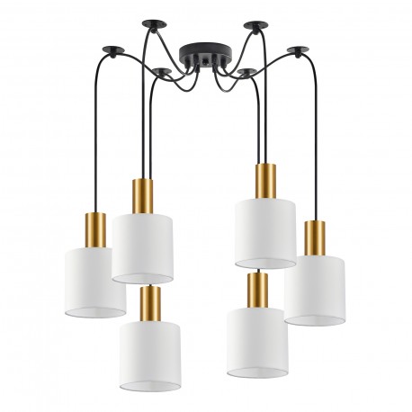77-8597 SE21-GM-4-BL6-SH1 ADEPT TUBE Gold Matt Pendant White Fabric Shade