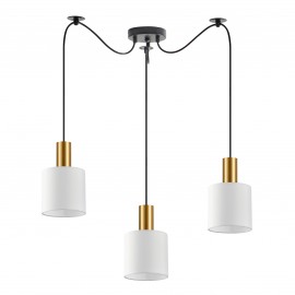 77-8598 SE21-GM-4-BL3-SH1 ADEPT TUBE Gold Matt Pendant White Fabric Shade