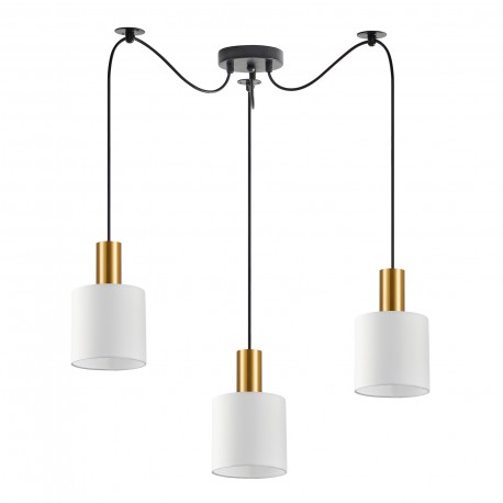 77-8598 SE21-GM-4-BL3-SH1 ADEPT TUBE Gold Matt Pendant White Fabric Shade
