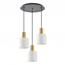 77-8600 SE21-GM-4-3BL-SH1 ADEPT TUBE Gold Matt Pendant White Fabric Shade