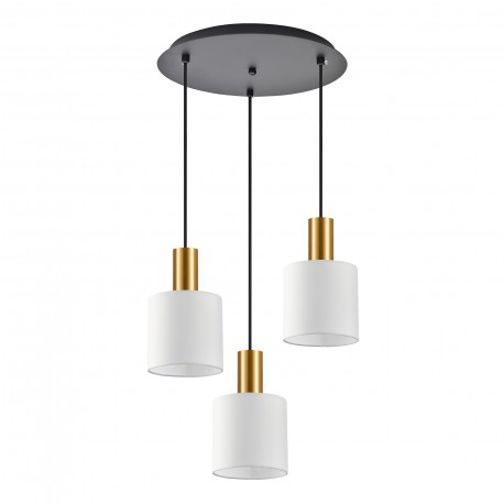 77-8600 SE21-GM-4-3BL-SH1 ADEPT TUBE Gold Matt Pendant White Fabric Shade