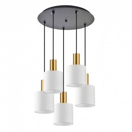 77-8601 SE21-GM-4-5BL-SH1 ADEPT TUBE Gold Matt Pendant White Fabric Shade