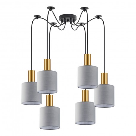 77-8604 SE21-GM-4-BL6-SH2 ADEPT TUBE Gold Matt Pendant Grey Fabric Shade