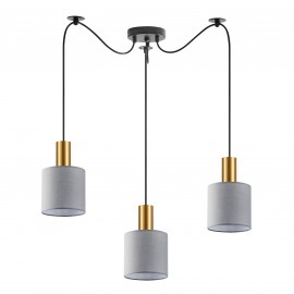 77-8605 SE21-GM-4-BL3-SH2 ADEPT TUBE Gold Matt Pendant Grey Fabric Shade