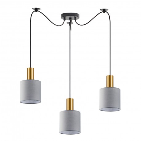 77-8605 SE21-GM-4-BL3-SH2 ADEPT TUBE Gold Matt Pendant Grey Fabric Shade