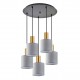 77-8608 SE21-GM-4-5BL-SH2 ADEPT TUBE Gold Matt Pendant Grey Fabric Shade