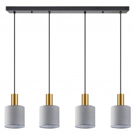 77-8609 SE21-GM-4-4BL-SH2 ADEPT TUBE Gold Matt Pendant Grey Fabric Shade