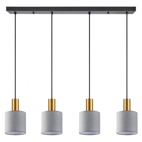 77-8609 SE21-GM-4-4BL-SH2 ADEPT TUBE Gold Matt Pendant Grey Fabric Shade