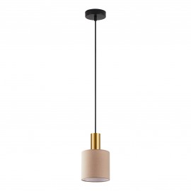 77-8610 SE21-GM-4-SH3 ADEPT TUBE Gold Matt Pendant Brown Fabric Shade