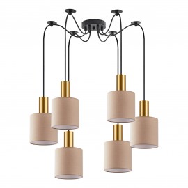 77-8611 SE21-GM-4-BL6-SH3 ADEPT TUBE Gold Matt Pendant Brown Fabric Shade