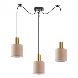 77-8612 SE21-GM-4-BL3-SH3 ADEPT TUBE Gold Matt Pendant Brown Fabric Shade