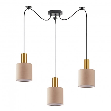 77-8612 SE21-GM-4-BL3-SH3 ADEPT TUBE Gold Matt Pendant Brown Fabric Shade