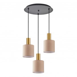 77-8614 SE21-GM-4-3BL-SH3 ADEPT TUBE Gold Matt Pendant Brown Fabric Shade