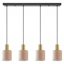 77-8616 SE21-GM-4-4BL-SH3 ADEPT TUBE Gold Matt Pendant Brown Fabric Shade