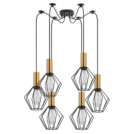77-8618 SE21-GM-4-BL6-GR1 ADEPT TUBE Gold Matt Pendant Black Metal Grid