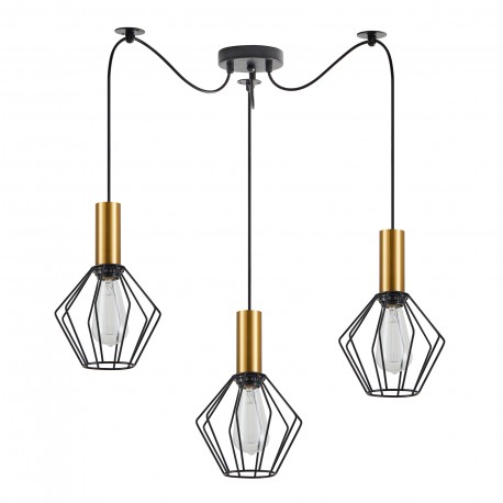 77-8619 SE21-GM-4-BL3-GR1 ADEPT TUBE Gold Matt Pendant Black Metal Grid