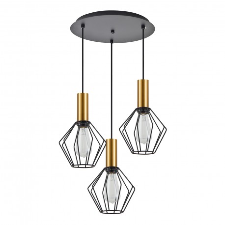 77-8621 SE21-GM-4-3BL-GR1 ADEPT TUBE Gold Matt Pendant Black Metal Grid