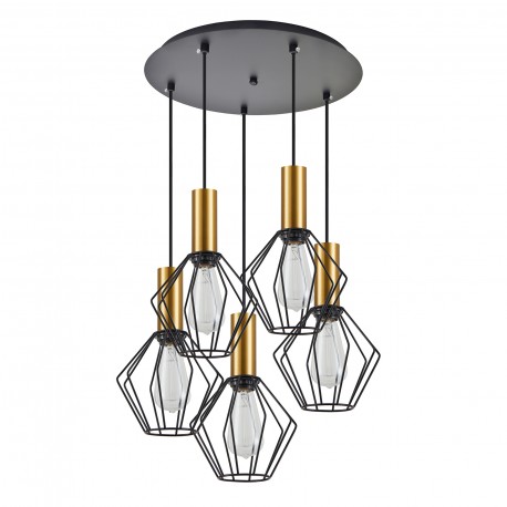 77-8622 SE21-GM-4-5BL-GR1 ADEPT TUBE Gold Matt Pendant Black Metal Grid