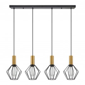 77-8623 SE21-GM-4-4BL-GR1 ADEPT TUBE Gold Matt Pendant Black Metal Grid