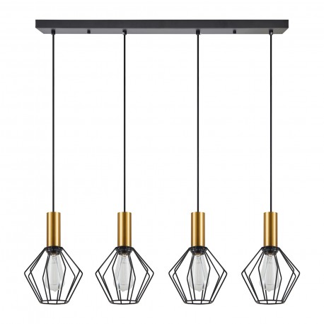 77-8623 SE21-GM-4-4BL-GR1 ADEPT TUBE Gold Matt Pendant Black Metal Grid