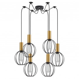 77-8625 SE21-GM-4-BL6-GR1 ADEPT TUBE Gold Matt Pendant Black Metal Grid