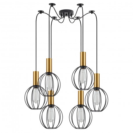 77-8625 SE21-GM-4-BL6-GR1 ADEPT TUBE Gold Matt Pendant Black Metal Grid