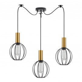 77-8626 SE21-GM-4-BL3-GR1 ADEPT TUBE Gold Matt Pendant Black Metal Grid