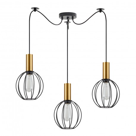77-8626 SE21-GM-4-BL3-GR1 ADEPT TUBE Gold Matt Pendant Black Metal Grid