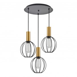 77-8628 SE21-GM-4-3BL-GR1 ADEPT TUBE Gold Matt Pendant Black Metal Grid