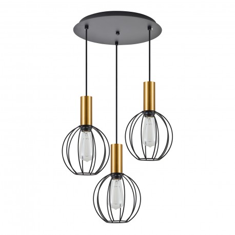 77-8628 SE21-GM-4-3BL-GR1 ADEPT TUBE Gold Matt Pendant Black Metal Grid