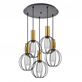 77-8629 SE21-GM-4-5BL-GR1 ADEPT TUBE Gold Matt Pendant Black Metal Grid