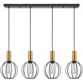 77-8630 SE21-GM-4-4BL-GR1 ADEPT TUBE Gold Matt Pendant Black Metal Grid