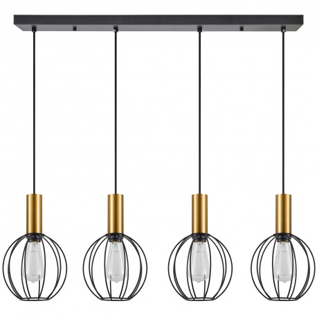 77-8630 SE21-GM-4-4BL-GR1 ADEPT TUBE Gold Matt Pendant Black Metal Grid