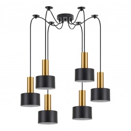 77-8632 SE21-GM-4-BL6-MS1 ADEPT TUBE Gold Matt Pendant Black Metal Shade